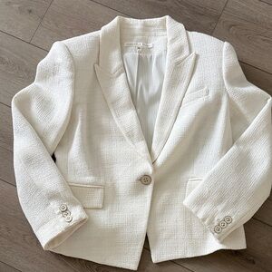 Veronica Beard Ivory Textured Single-Button Blazer